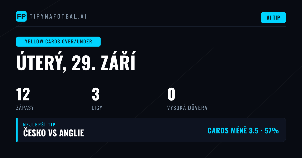 O/U žluté karty: Kompletní analýza pro 12 zápasů