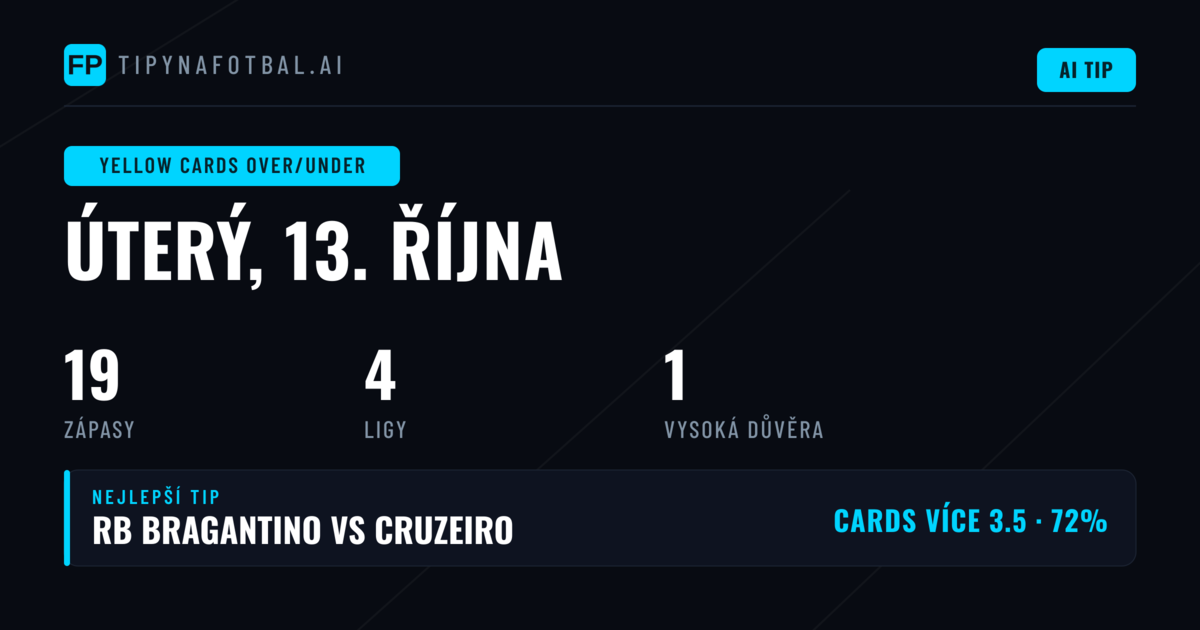 Top O/U Žluté karty tipy na 13. 10. 2026