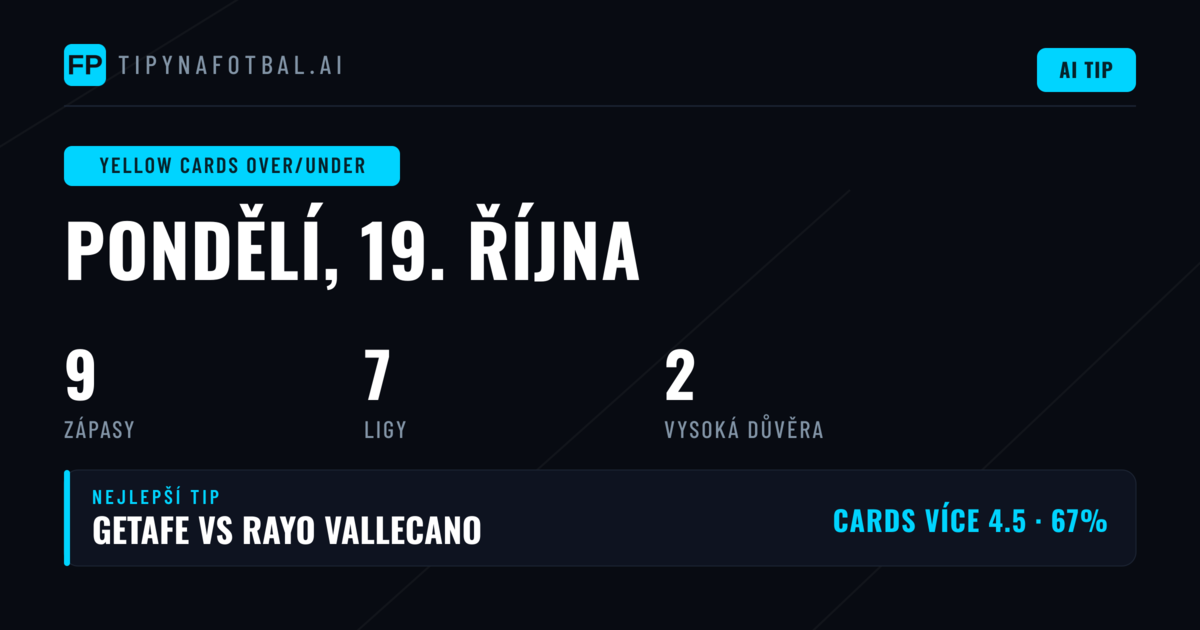 Top O/U Žluté karty tipy pro 19. října 2026