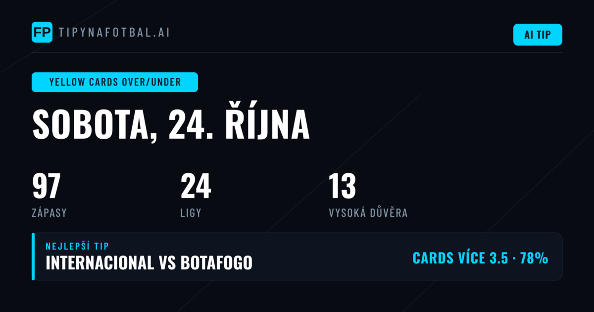 Nejlepší volby pro žluté karty O/U na 24. října 2026