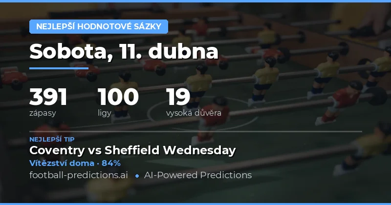 Přehled výhodných sázek na zápas 11. dubna 2026