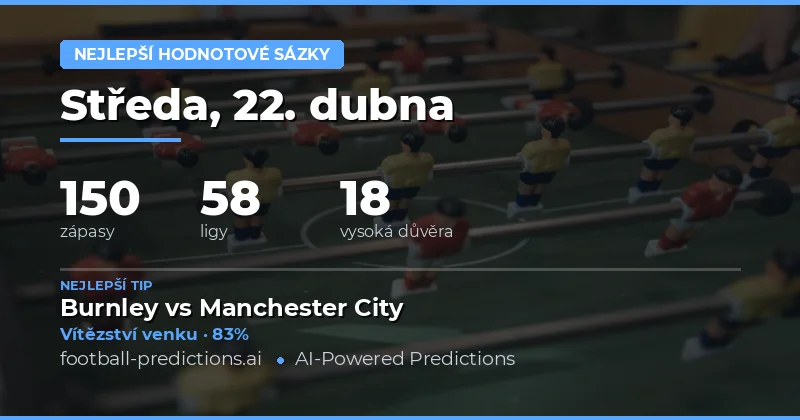 Přehled nejlepších hodnotových sázek na 22. duben 2026