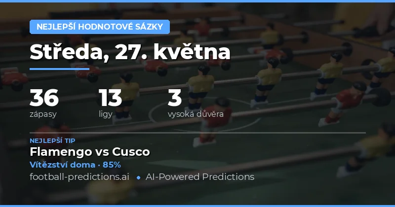 Přehled nejlepších tipů na sobotu 27. května 2026