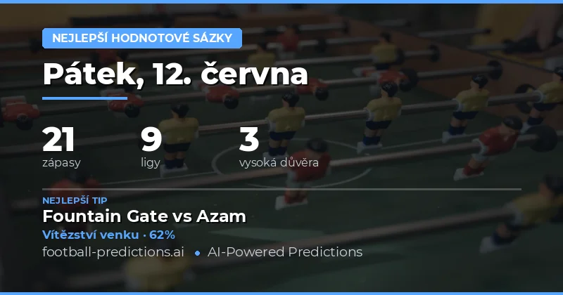 Top tipy na hodnotné sázky (12. 6. 2026)