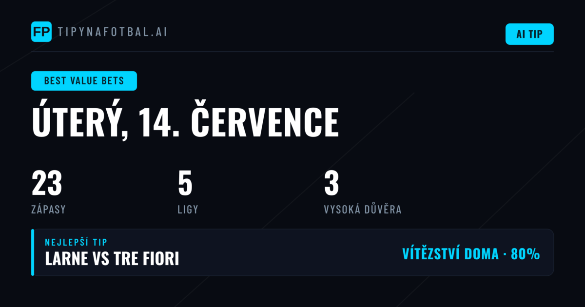 Top nejlepší tipy na hodnotu sázky pro 14. července 2026