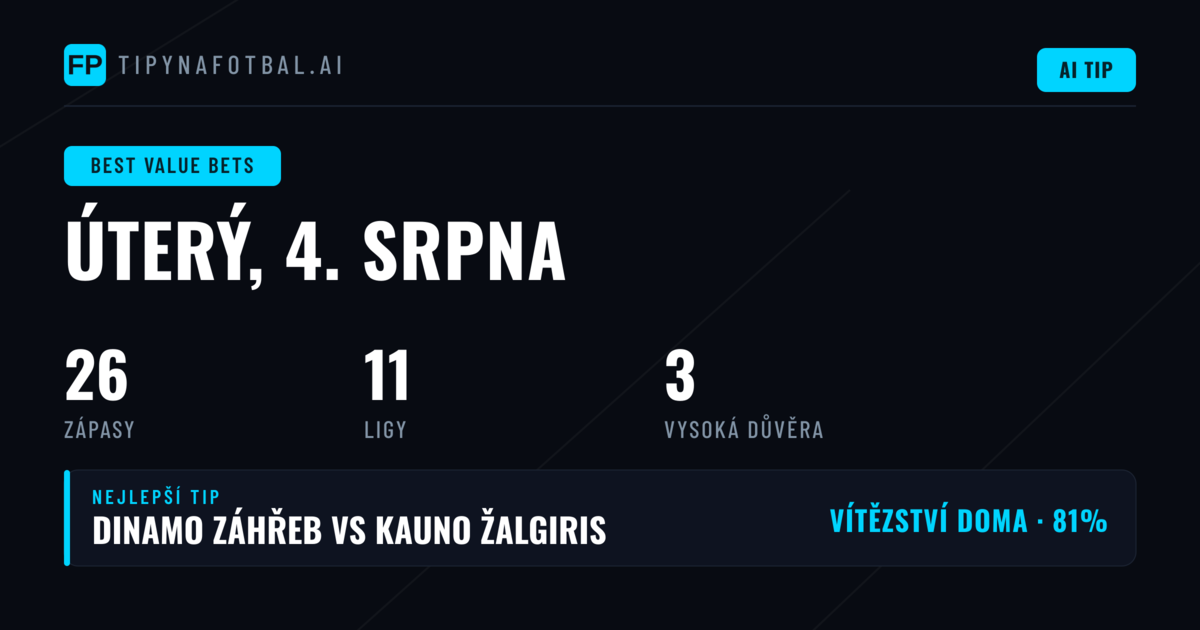 Top Value Tipy na 4. srpna 2026
