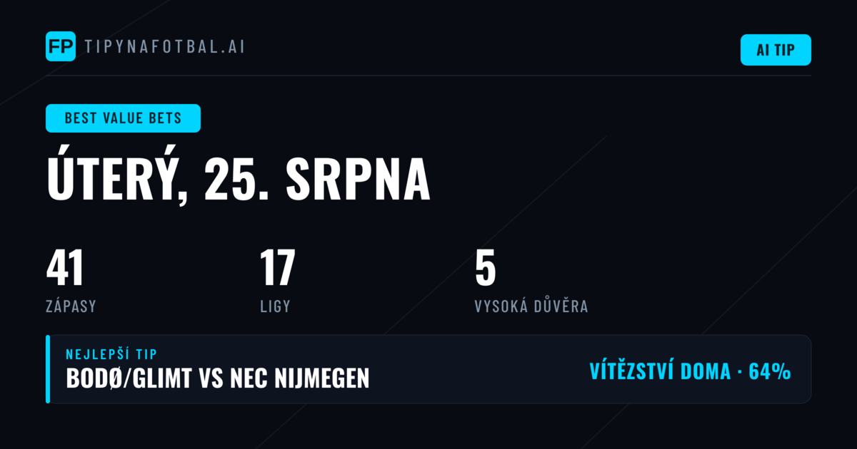 Top sázky s hodnotou na 25. srpna 2026