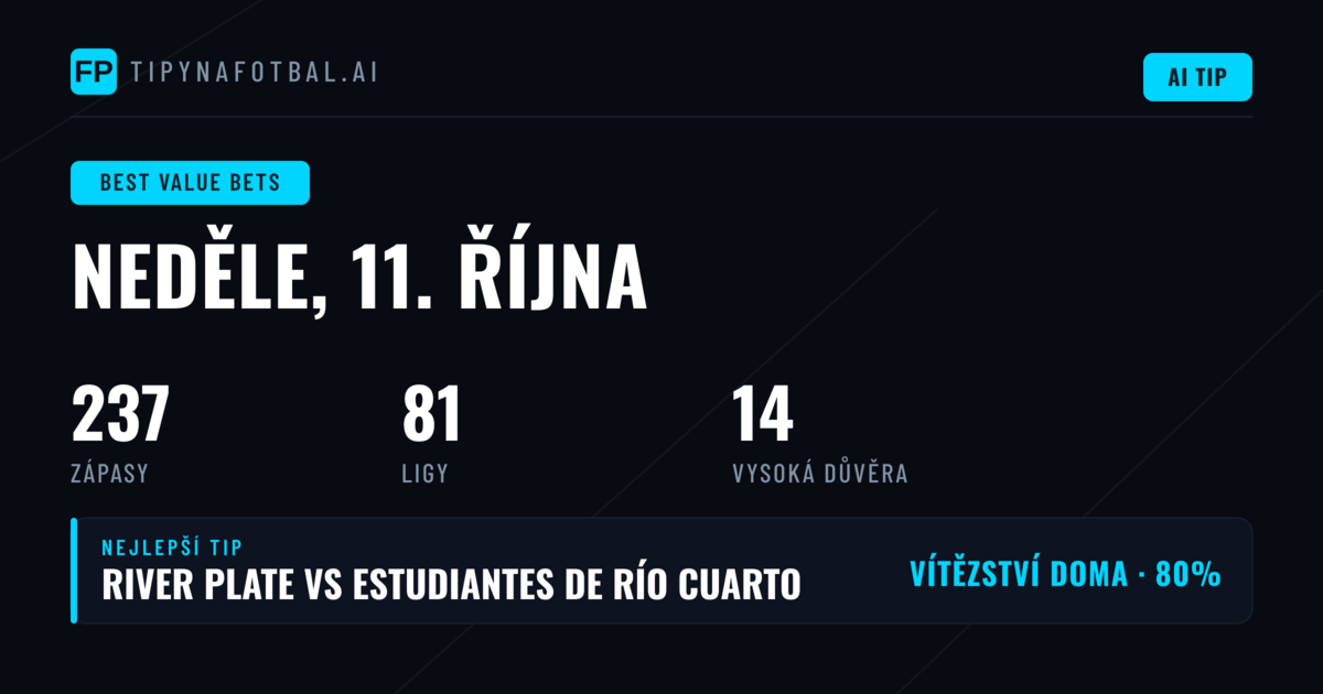 Top nejlepší tipy na value sázky pro 11. 10. 2026