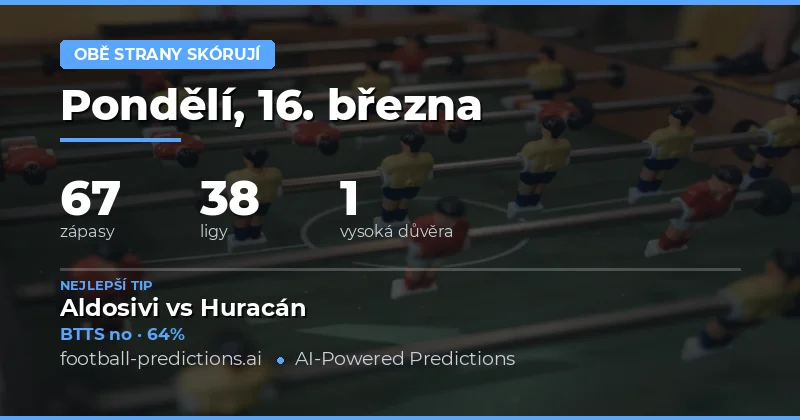 Oba dají gól predikce 16 března 2026