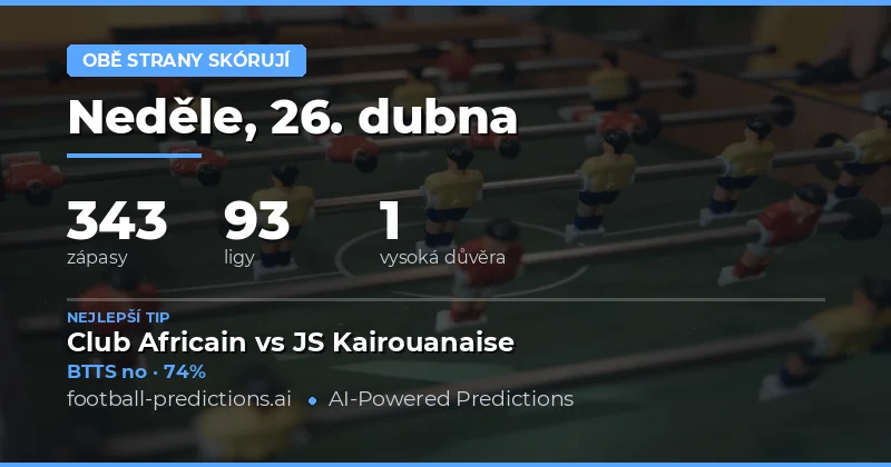 Obě strany skórují — Fotbalové Tipy a Predikce — Neděle, 26. dubna, 2026