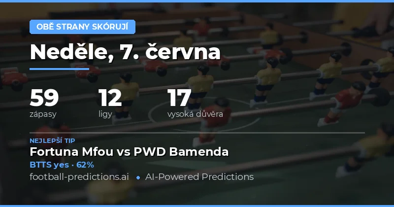 Analýza BTTS příležitostí pro 7. června 2026