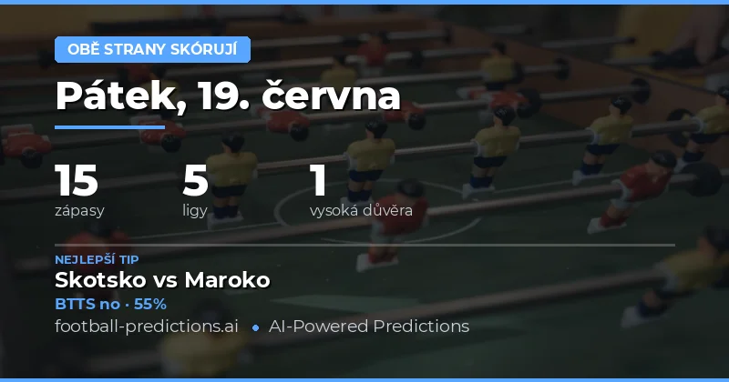 Top BTTS tipy (19. 6. 2026)