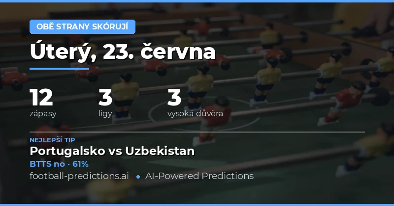 Top BTTS tipy na 23. června 2026