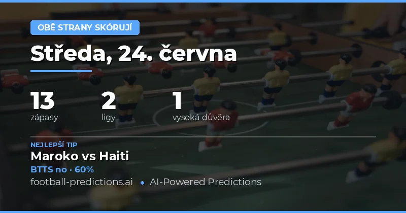 Top BTTS Tipy pro 24. června 2026