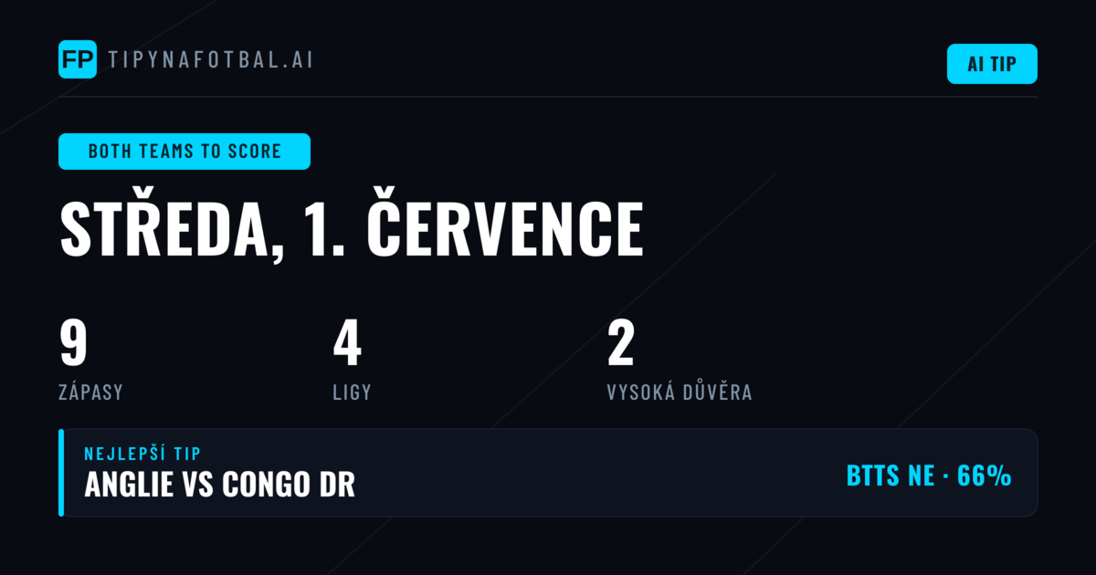 Top BTTS tipy na 1. července 2026