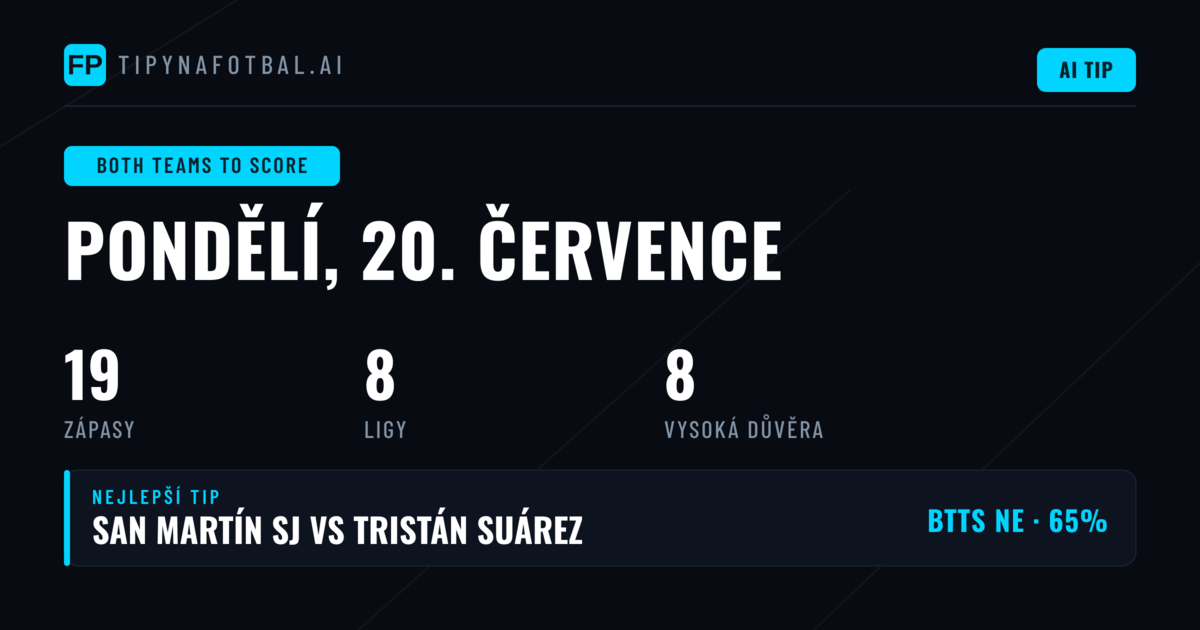 Top BTTS tipy (20. července 2026)