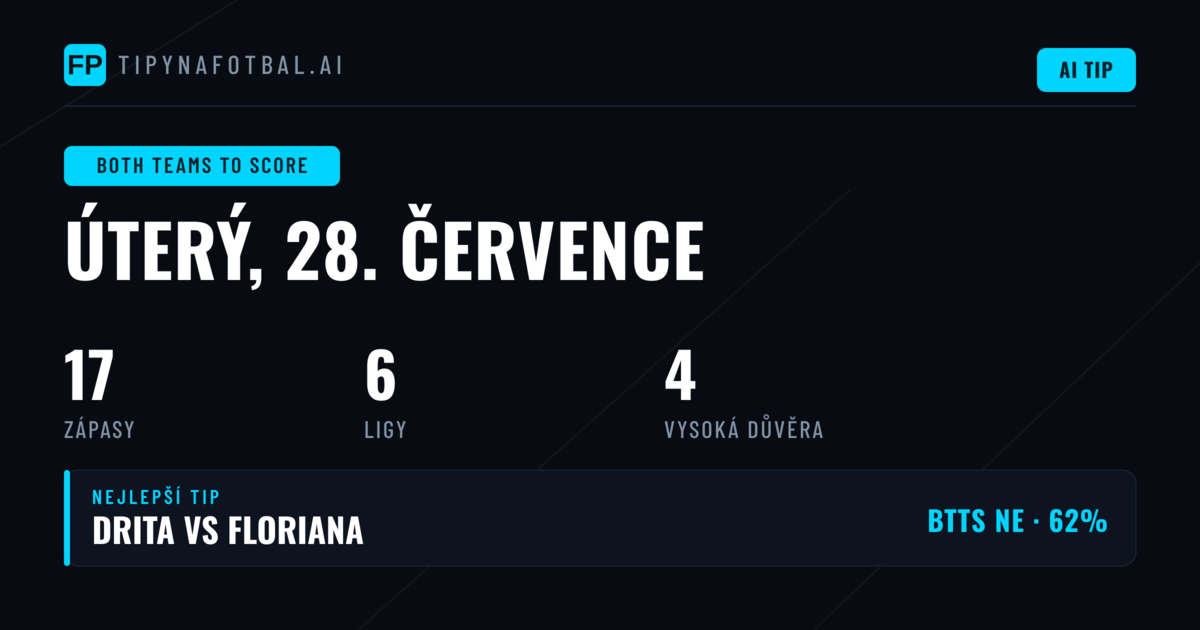 Top BTTS tipy na 28. července 2026