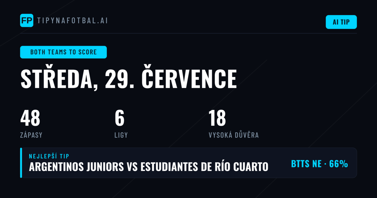 Top BTTS tipy pro 29. července 2026