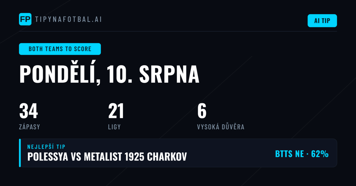 Top BTTS tipy na 10. srpna 2026