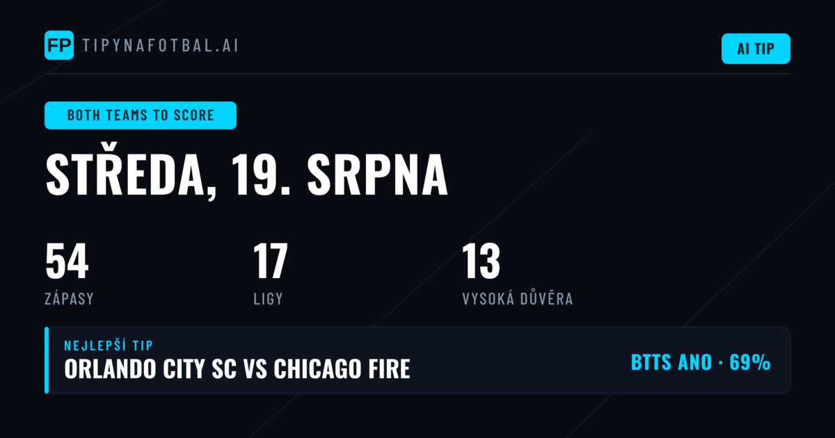 Top BTTS tipy na 19. srpna 2026
