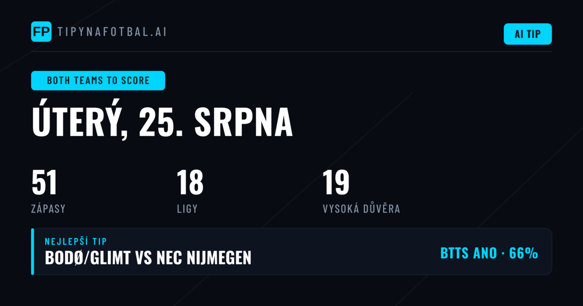 Top BTTS tipy na 25. srpna 2026