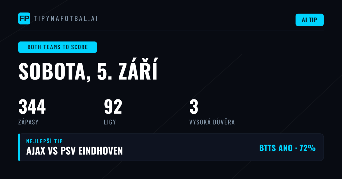 Nejlepší BTTS tipy na 5. 9. 2026