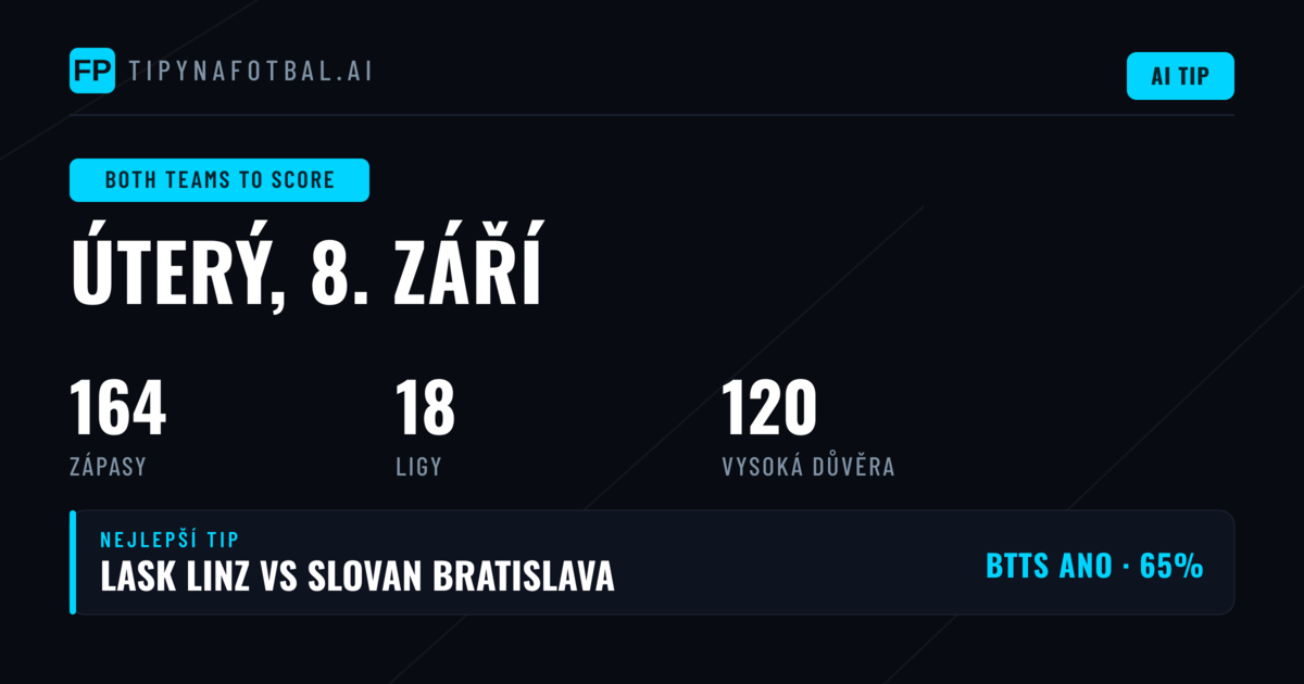 Top BTTS tipy na 8. září 2026