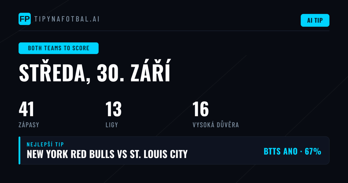 Nejlepší BTTS tipy na 30. září 2026