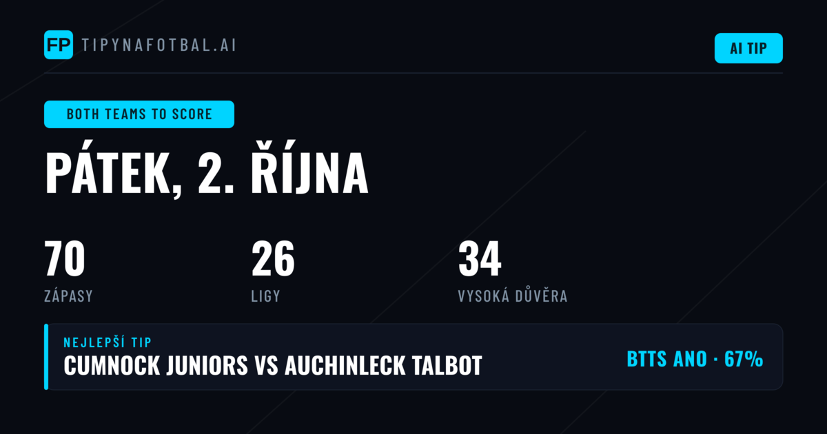 Top BTTS tipy na 2. října 2026