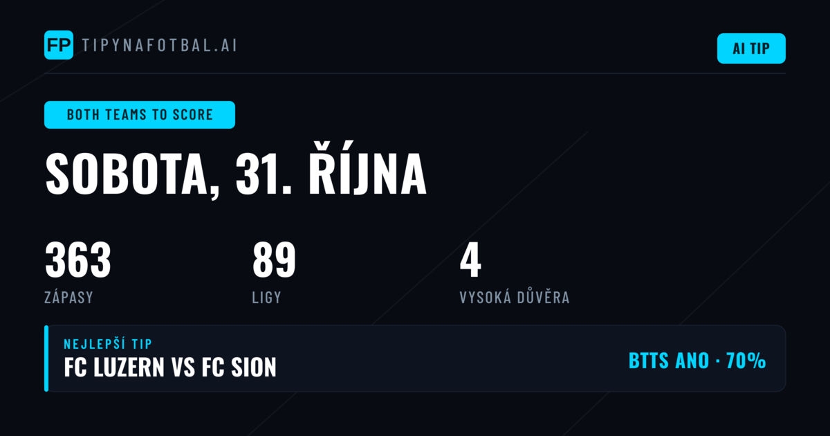 Nejlepší tipy BTTS pro 31. října 2026