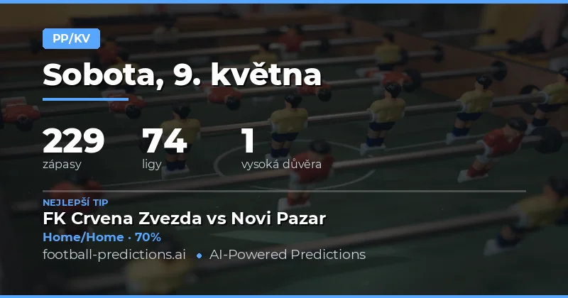 Předpovědi výsledků Poločas/Konec na 9. května 2026