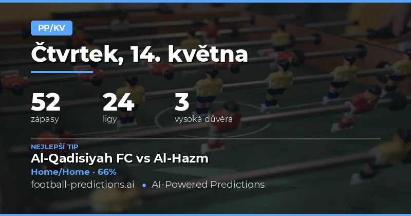 Předpovědi pro sázky Poločas/Konec na 14. května 2026
