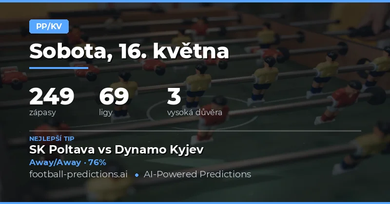 Předpovědi sázek Poločas/Konec na 16 May 2026