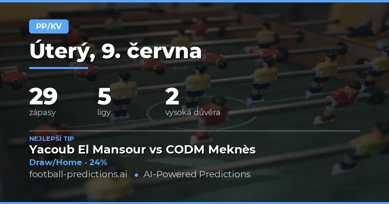 Přehled trhu HT/FT pro 9. června 2026
