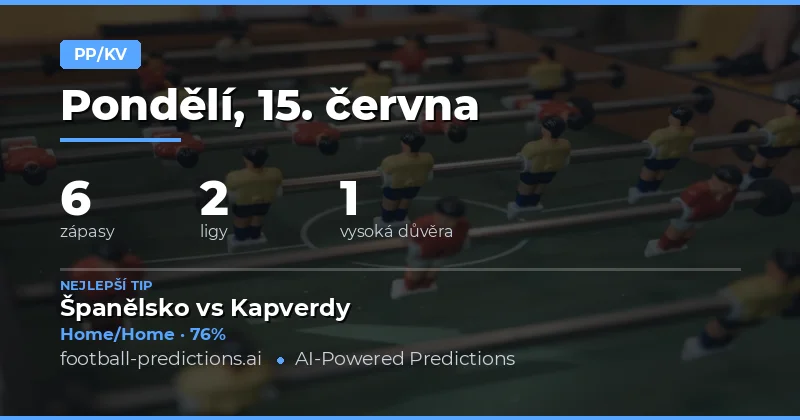 Nejlepší HT/FT tipy na 15. června 2026