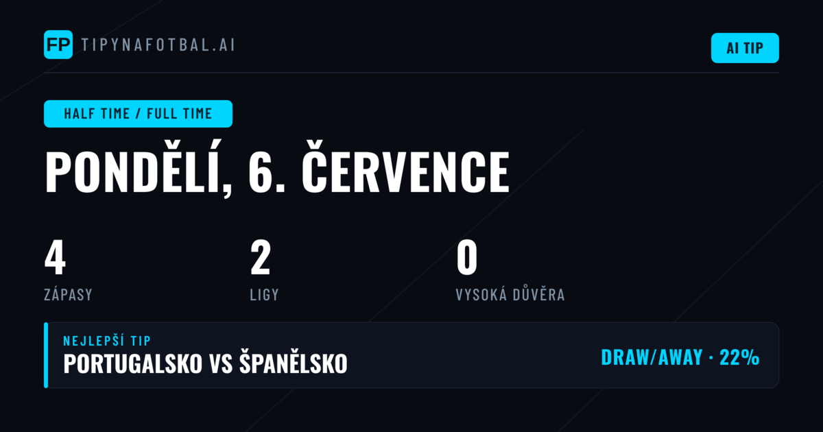 Analýza HT/FT sázek pro neděli 6. července 2026