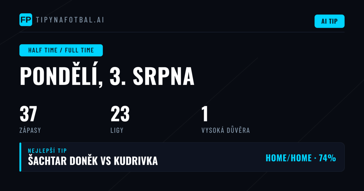 Top HT/FT tipy na 3. srpna 2026