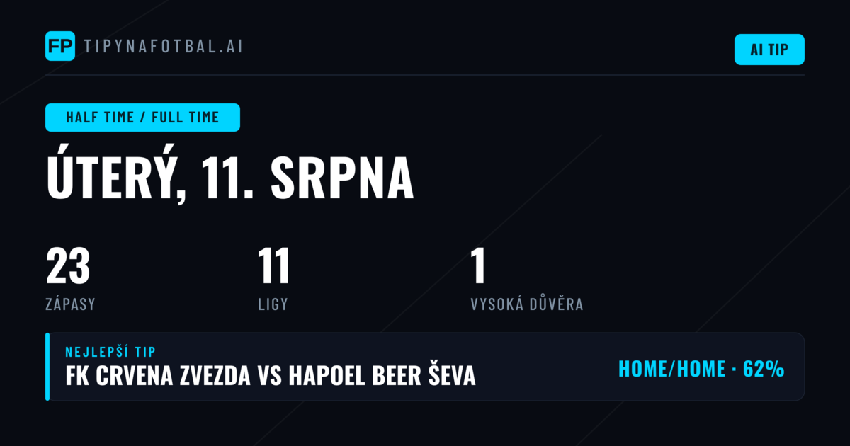 Top HT/FT tipy na 11. 8. 2026