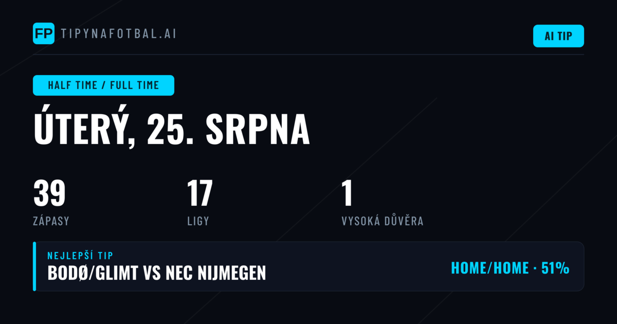 Top HT/FT tipy na 25. srpna 2026