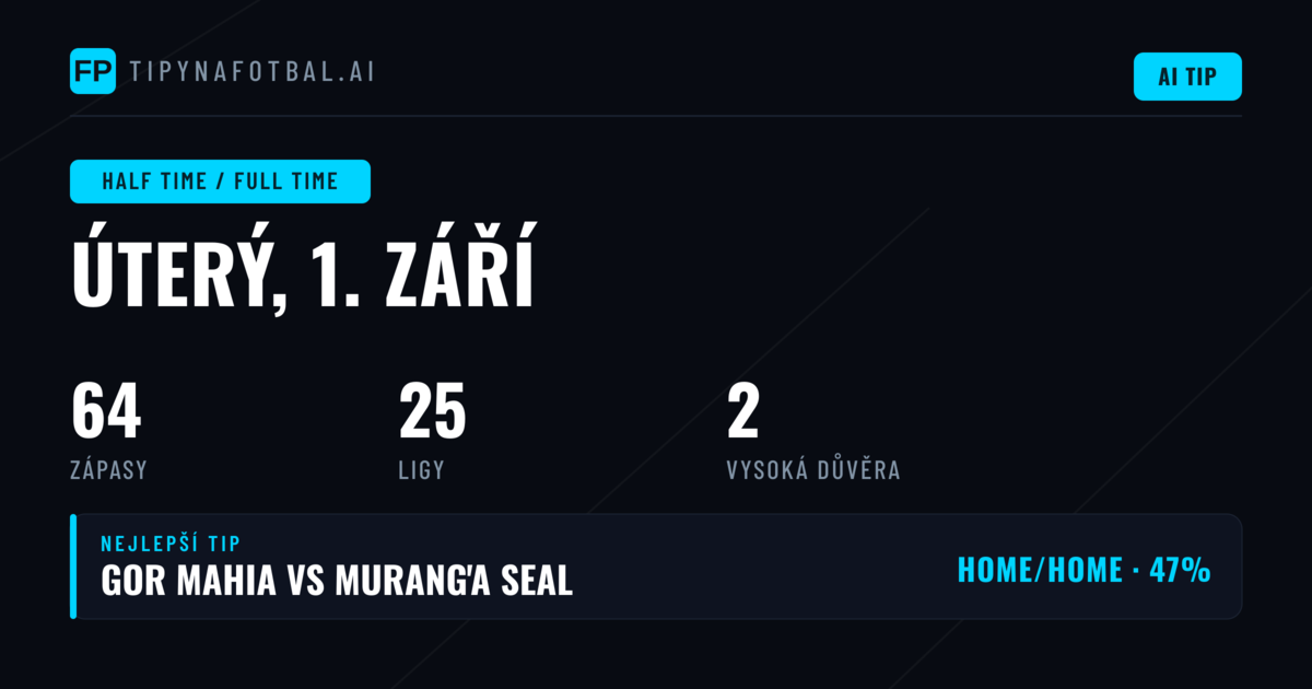 Top HT/FT tipy na 1. září 2026