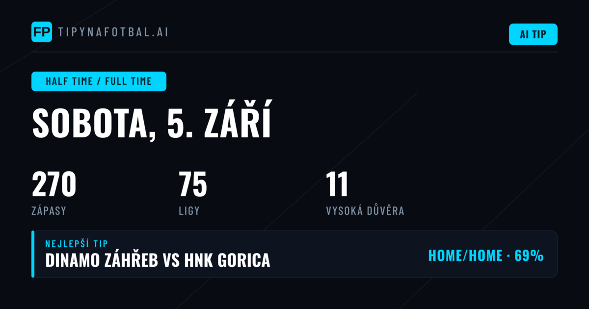 Top HT/FT tipy na 5. září 2026