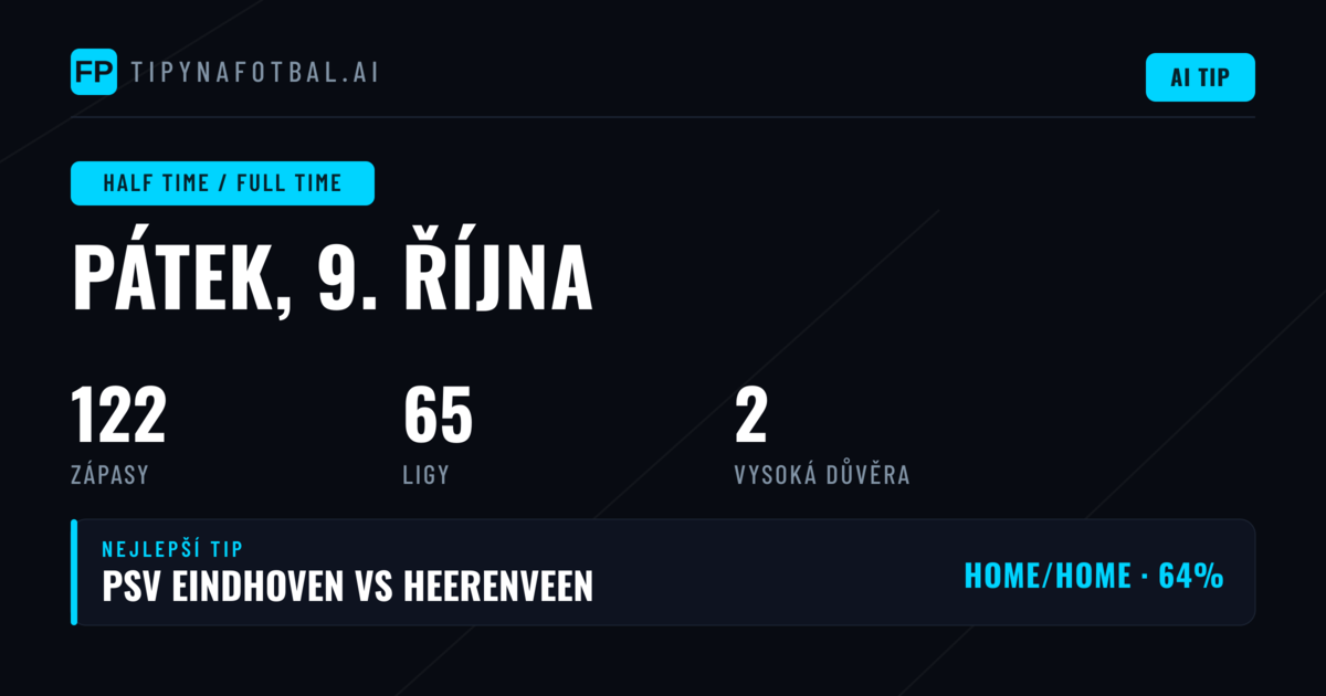 Top HT/FT Tipy na 9. října 2026