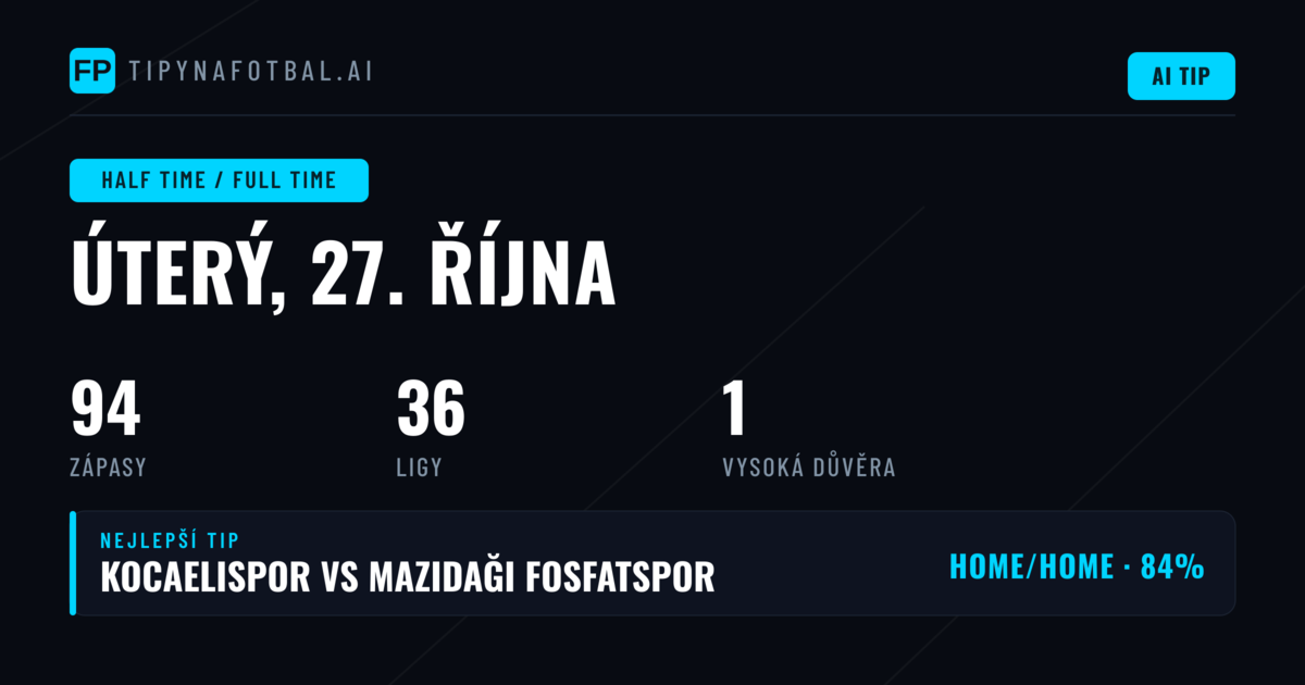 Nejlepší volby pro HT/FT na 27. října 2026