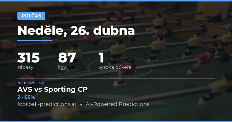 Předpovědi výsledků v poločase na 26. dubna 2026