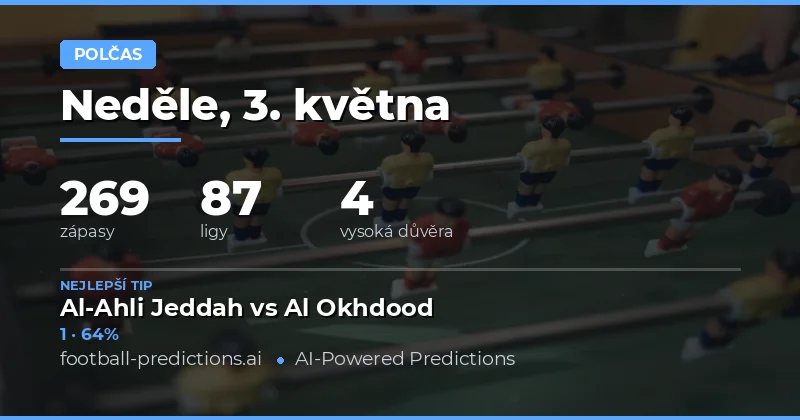 Přehled tipů na výsledek v poločase pro dnešní den