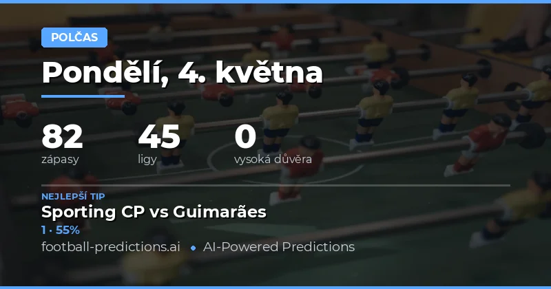 Předpovědi výsledků v poločase na 4. května 2026