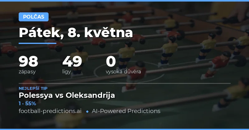 Předpovědi výsledků v poločase na 8. května 2026
