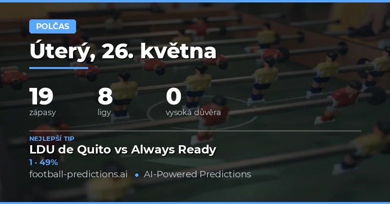 Předpovědi výsledků poločasu na 26. května 2026