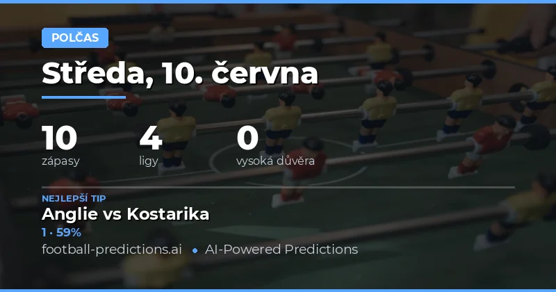 Polčas — Fotbalové Tipy a Predikce — Středa, 10. června, 2026