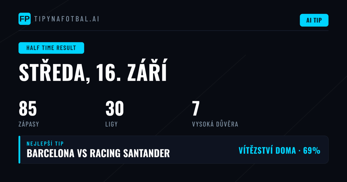 Top HT/FT tipy na 16. září 2026